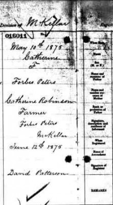 Archives of Ontario. Registrations of Births and Stillbirths. Series: MS 929; Reel: 20.