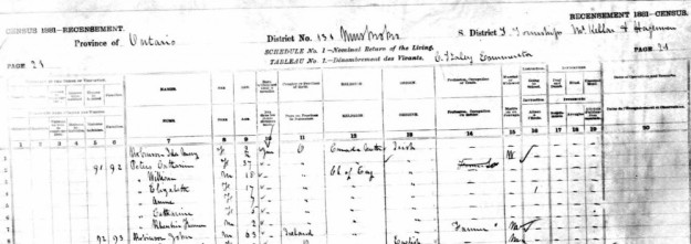 Library and Archives Canada. Census of Canada, 1881. Census Place: Hagerman and McKellar, Muskoka, Ontario; Roll: C_13244; Page: 21; Family No: 92.